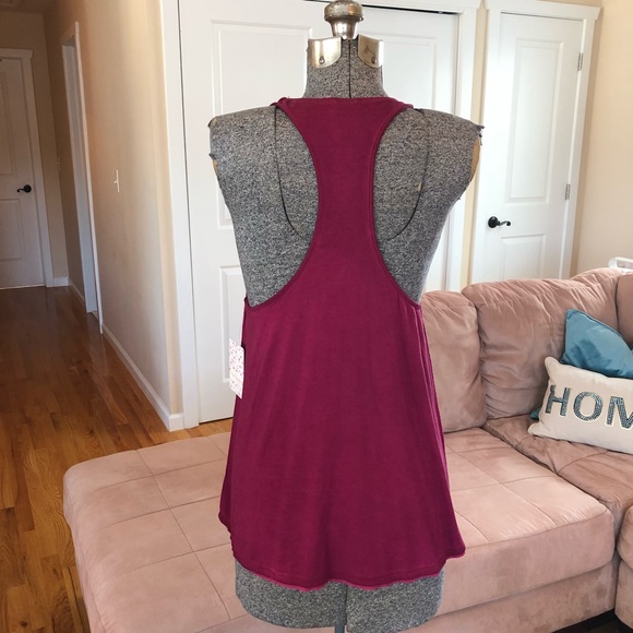 NWT S & M FREE PEOPLE RASPBERRY RAZORBACK TOP - Picture 4 of 8